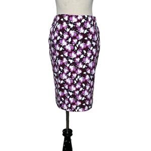 Banana Republic red purple floral pencil skirt size 00P